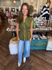 Zipper Peplum Top: Olive