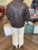 Leather Button Top: Brown