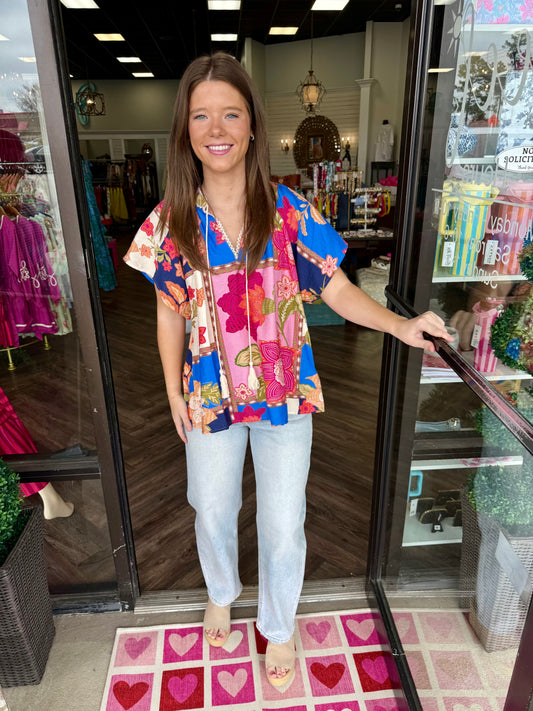Hawaiian Contrast Blouse