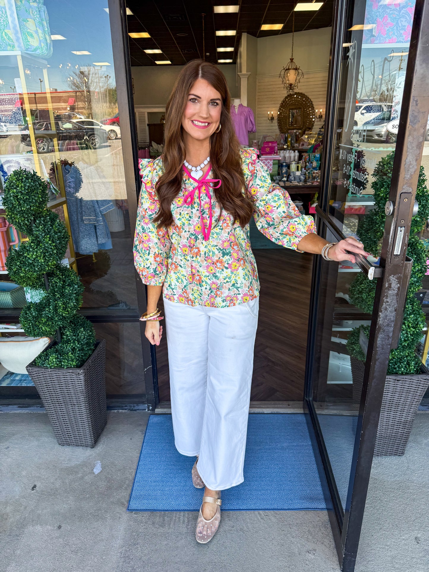 Bow Camellia Top: Pink