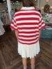 Pleated Polo Dress: Red