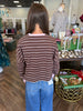 Pink and Brown Striped Casual Top