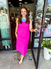 Button Love Midi Dress: Hot Pink