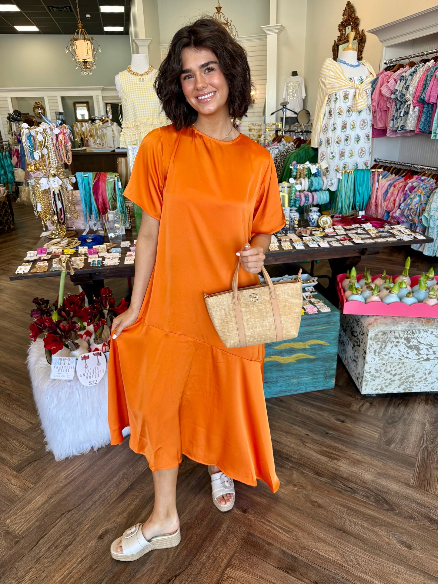 Sassy Satin Dress: Orange