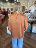 Satin Mock Neck Top: Camel