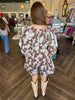 Flower Tie Romper: Brown