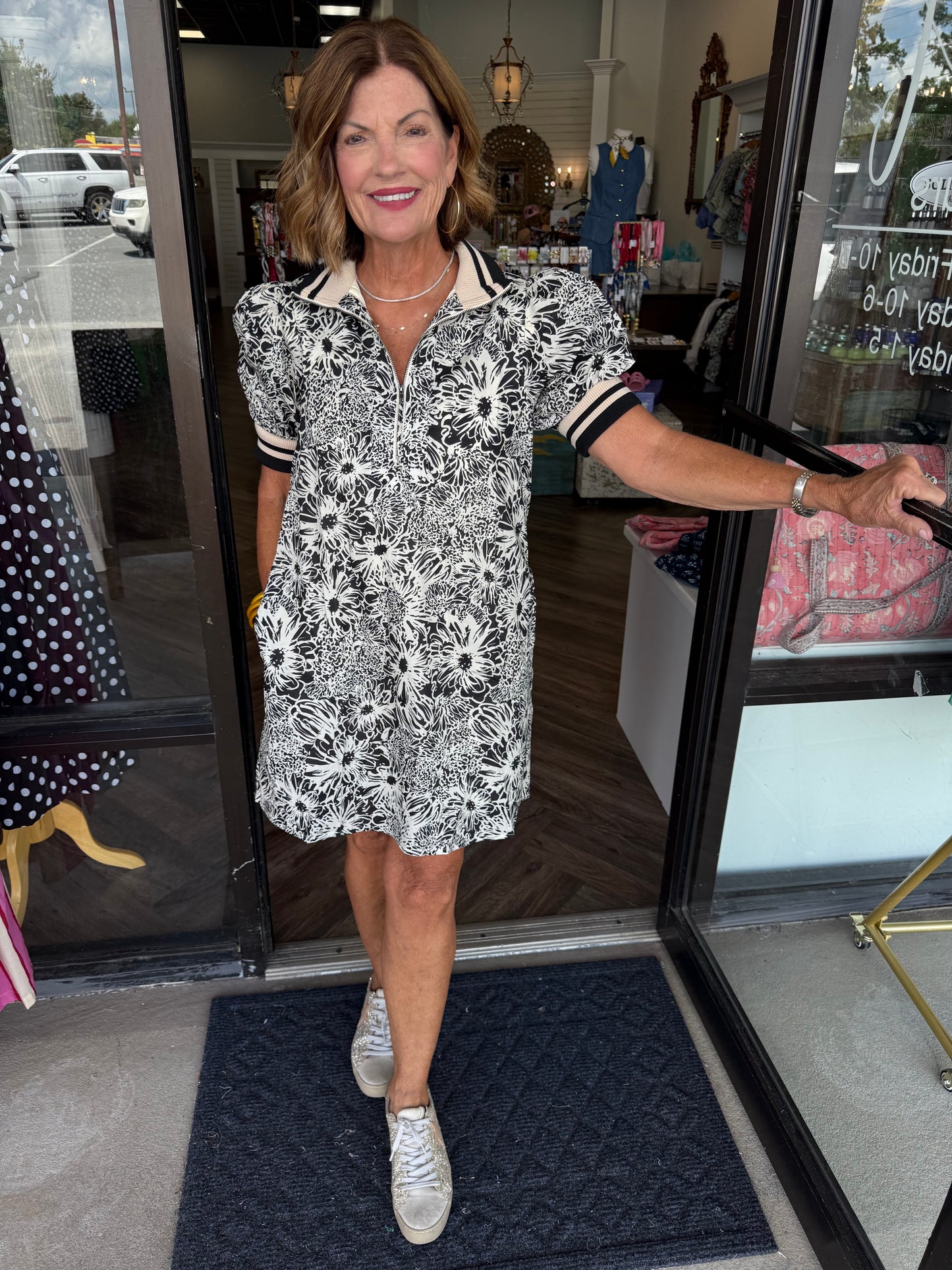 Black Daisy Print Dress