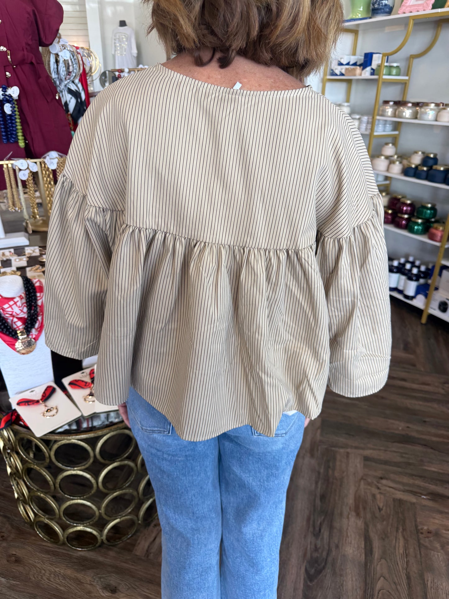Taupe Stripe Top