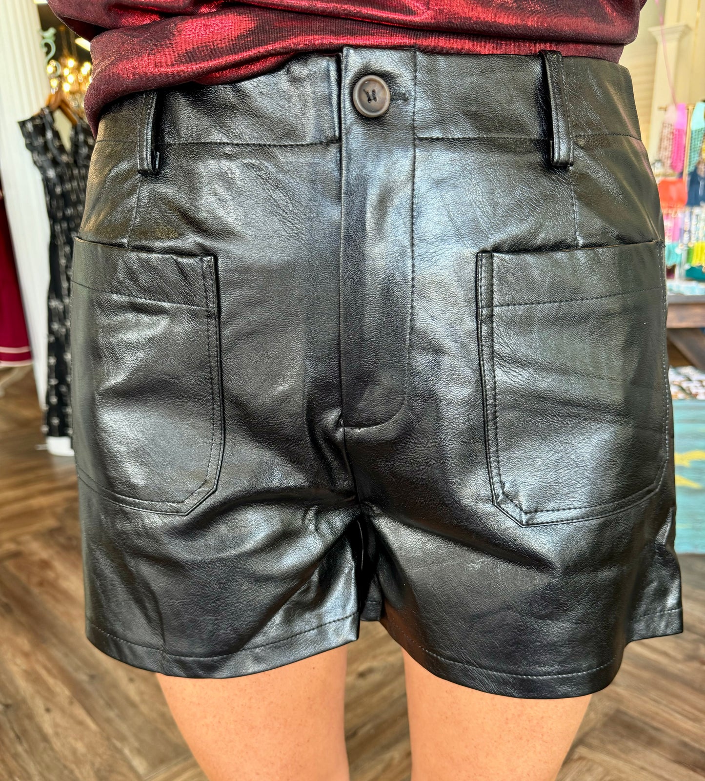 Fall Leather Shorts: Black