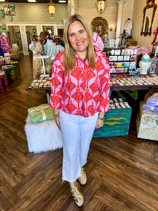 Alden Top: Pink and Orange