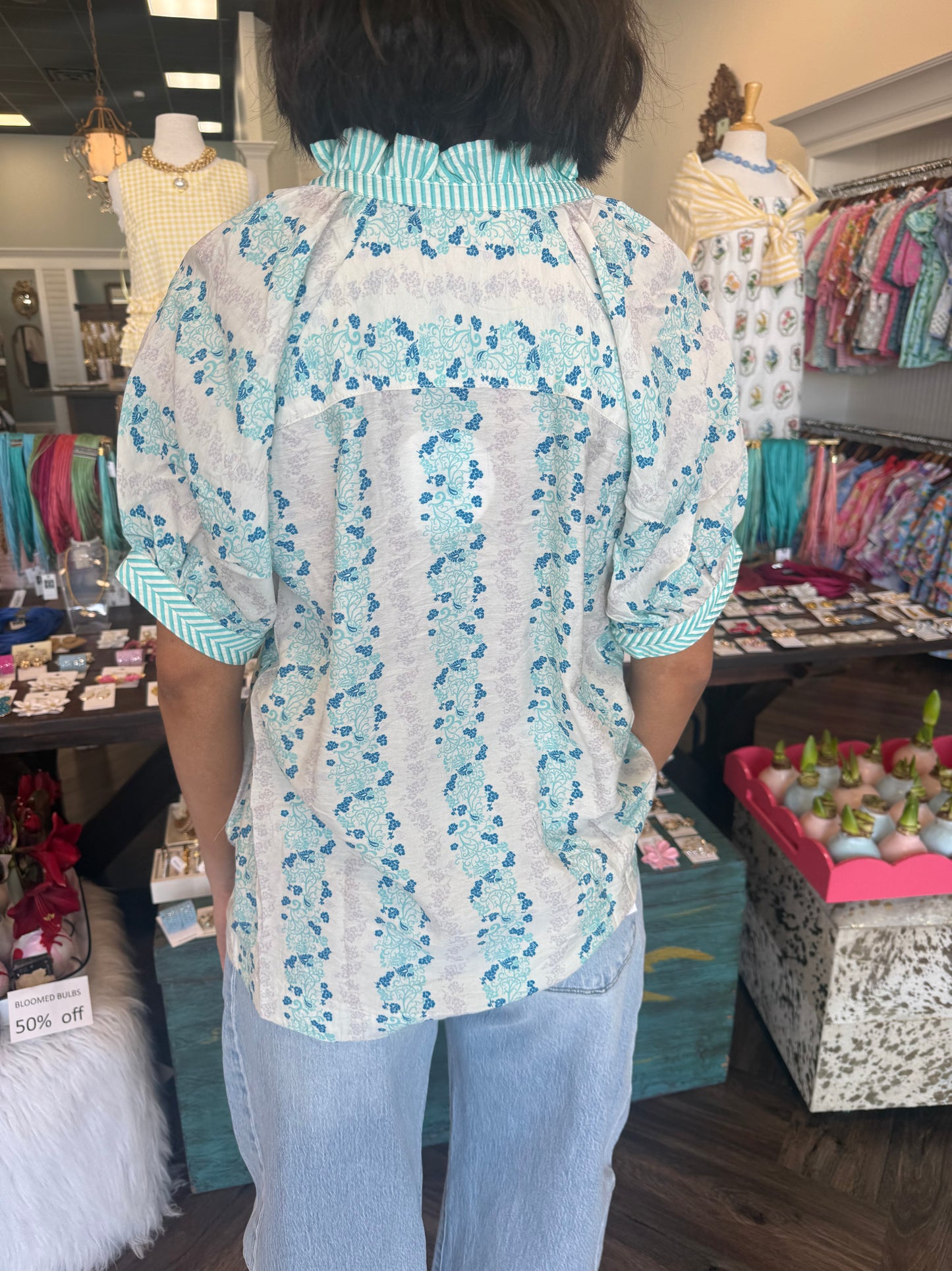 Teal Garden Party Top