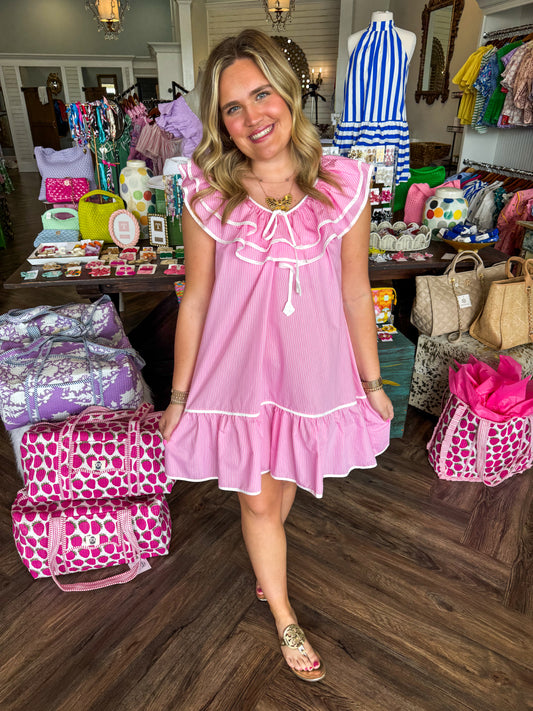 Sailor Striped Dress: Pink