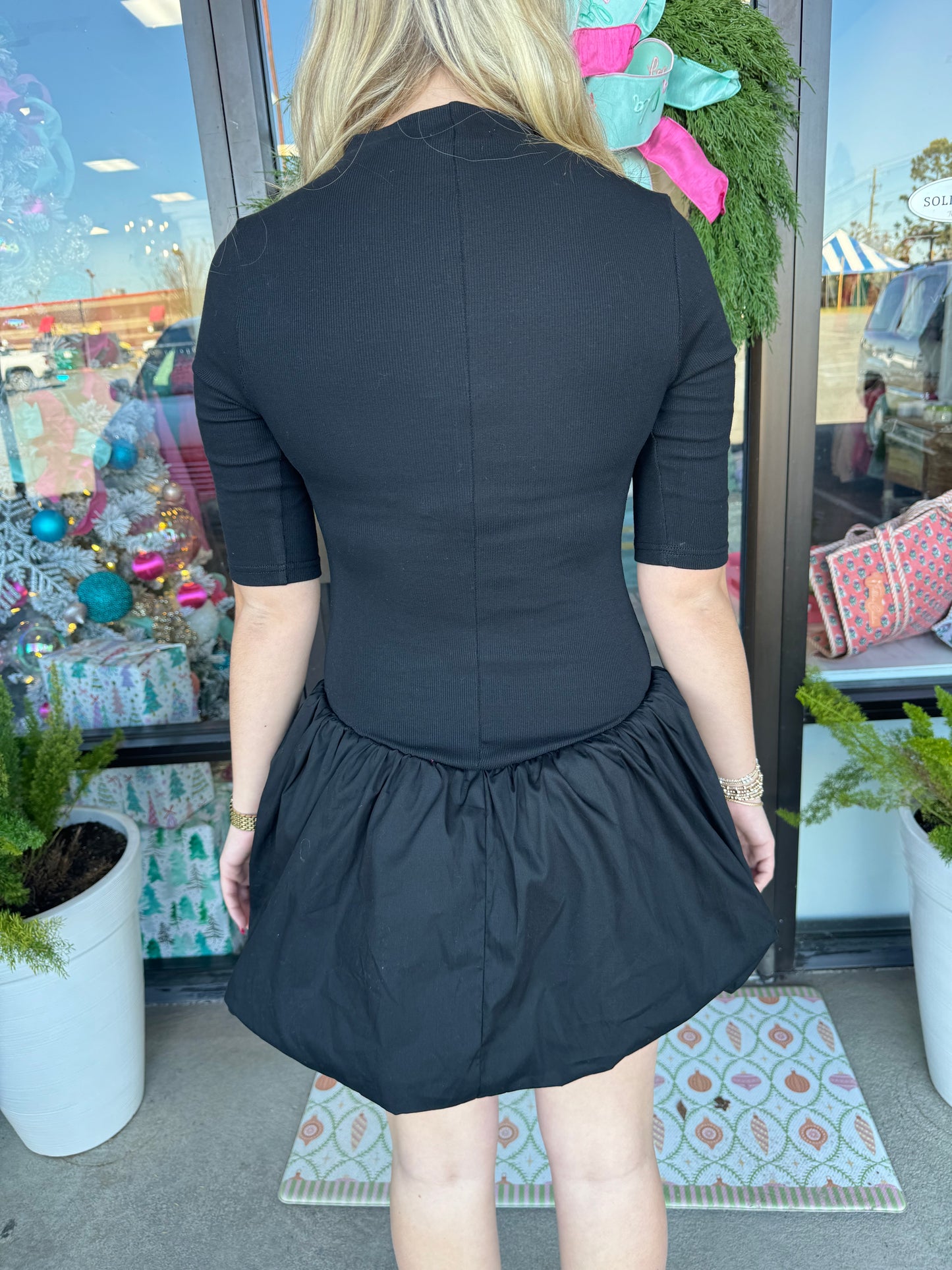 Solid Black Bubble Dress