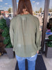 Flower Embroidered Top: Dk Olive