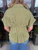 Fall Plaid Peplum Top: Green