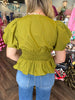 Olive-You Stitched Peplum Top