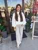 Megan Balloon Sleeve Top: Cream