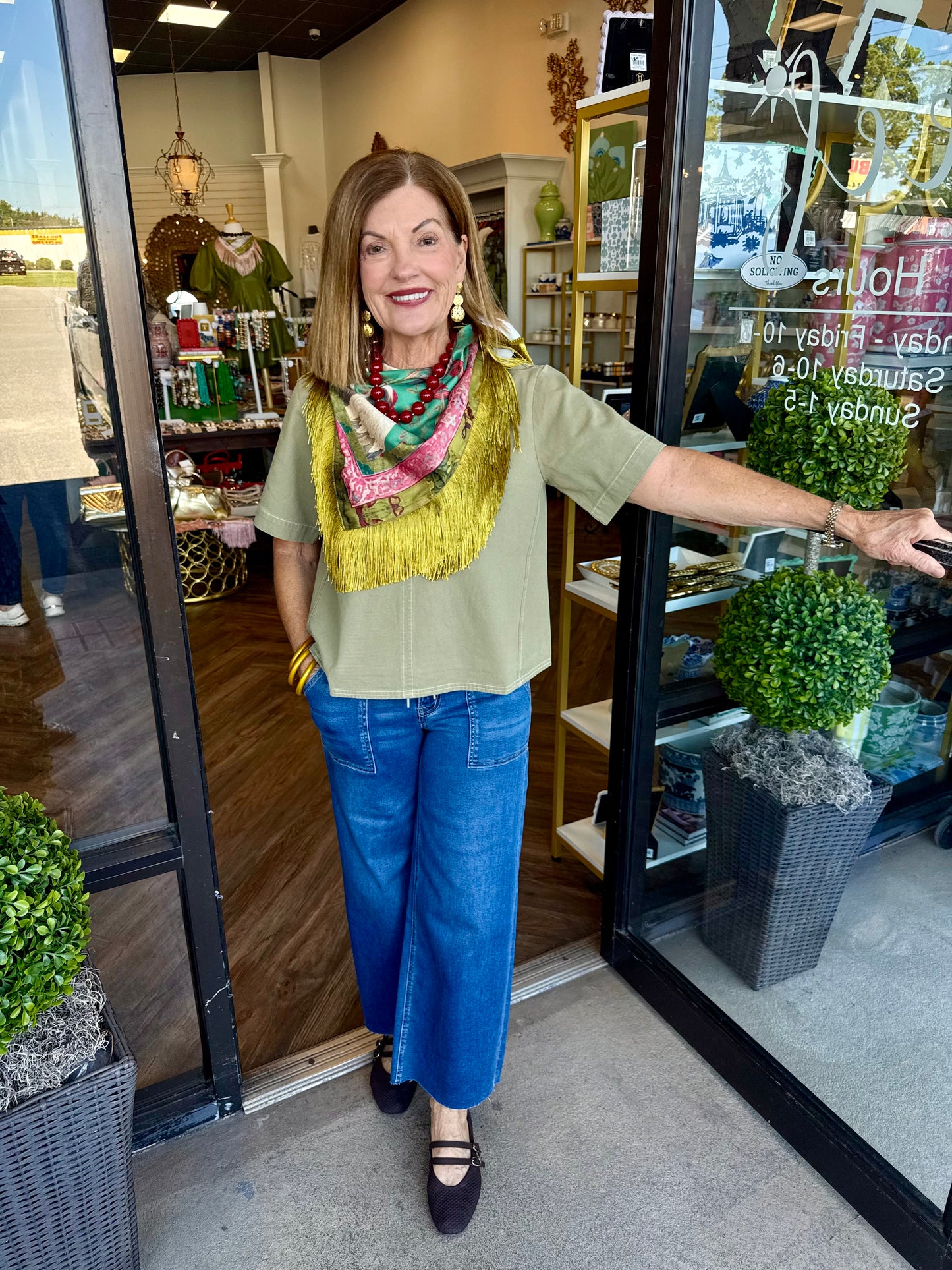 Olive Denim Top