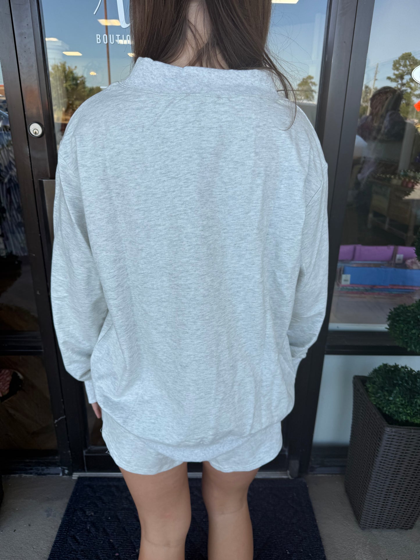 Mockneck Short Set: Gray