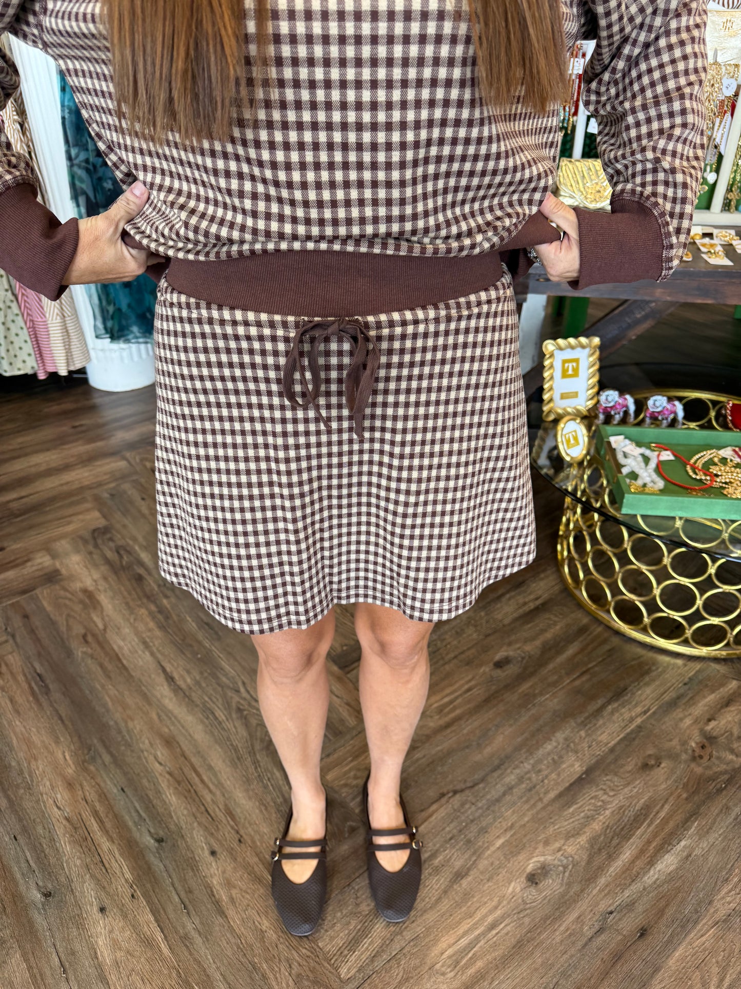 Brown Gingham Comfy Set