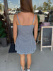 Gingham Romper Dress: Black