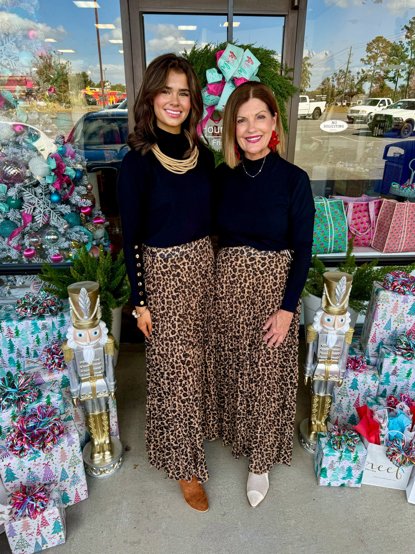 Maxi Leopard Pleated Skirt