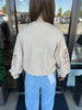 Embroidered Sleeved Oatmeal Sweater