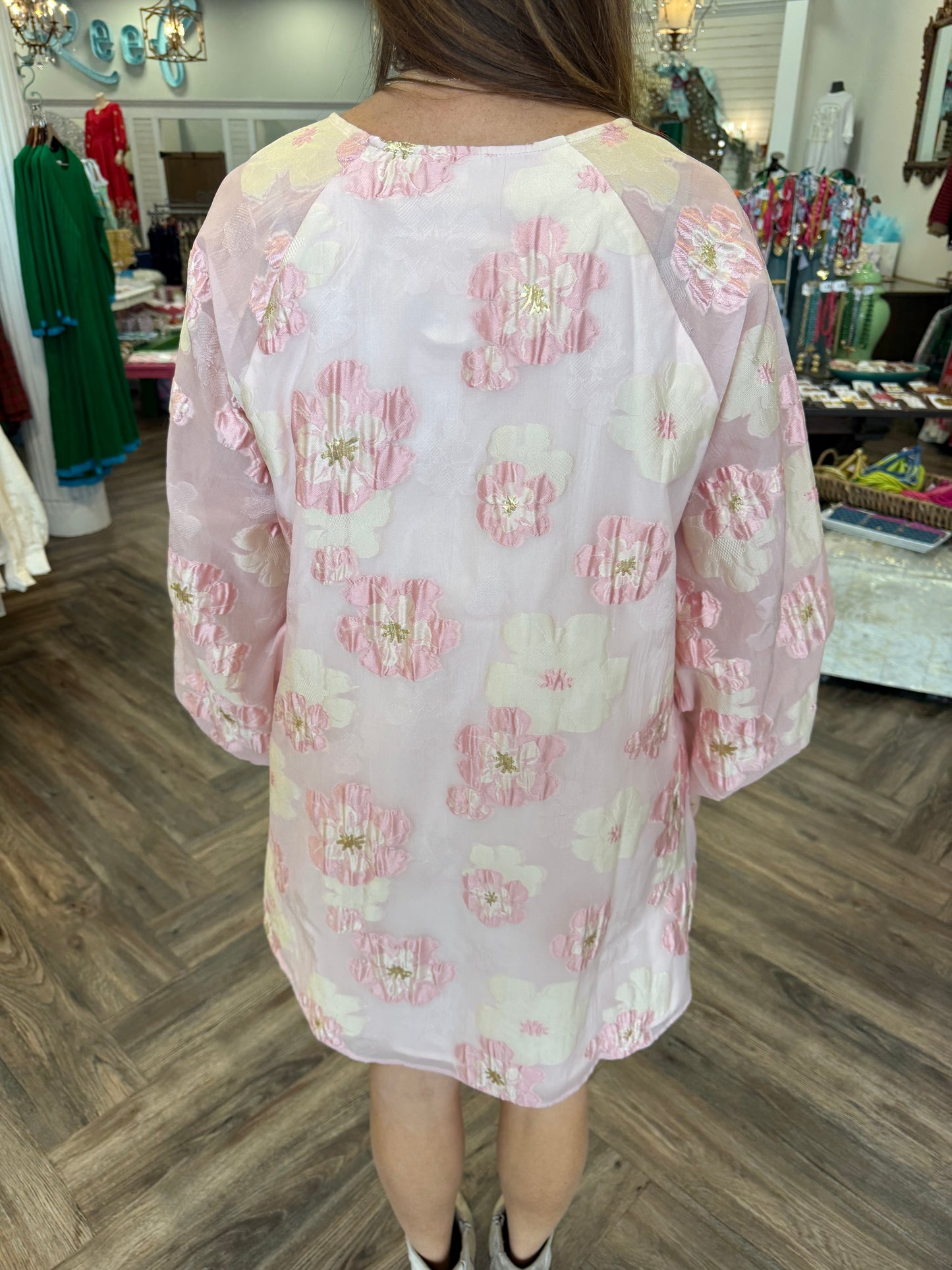 Pink Floral Organza Dress