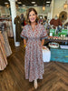 Blue and Brown Midi Dress