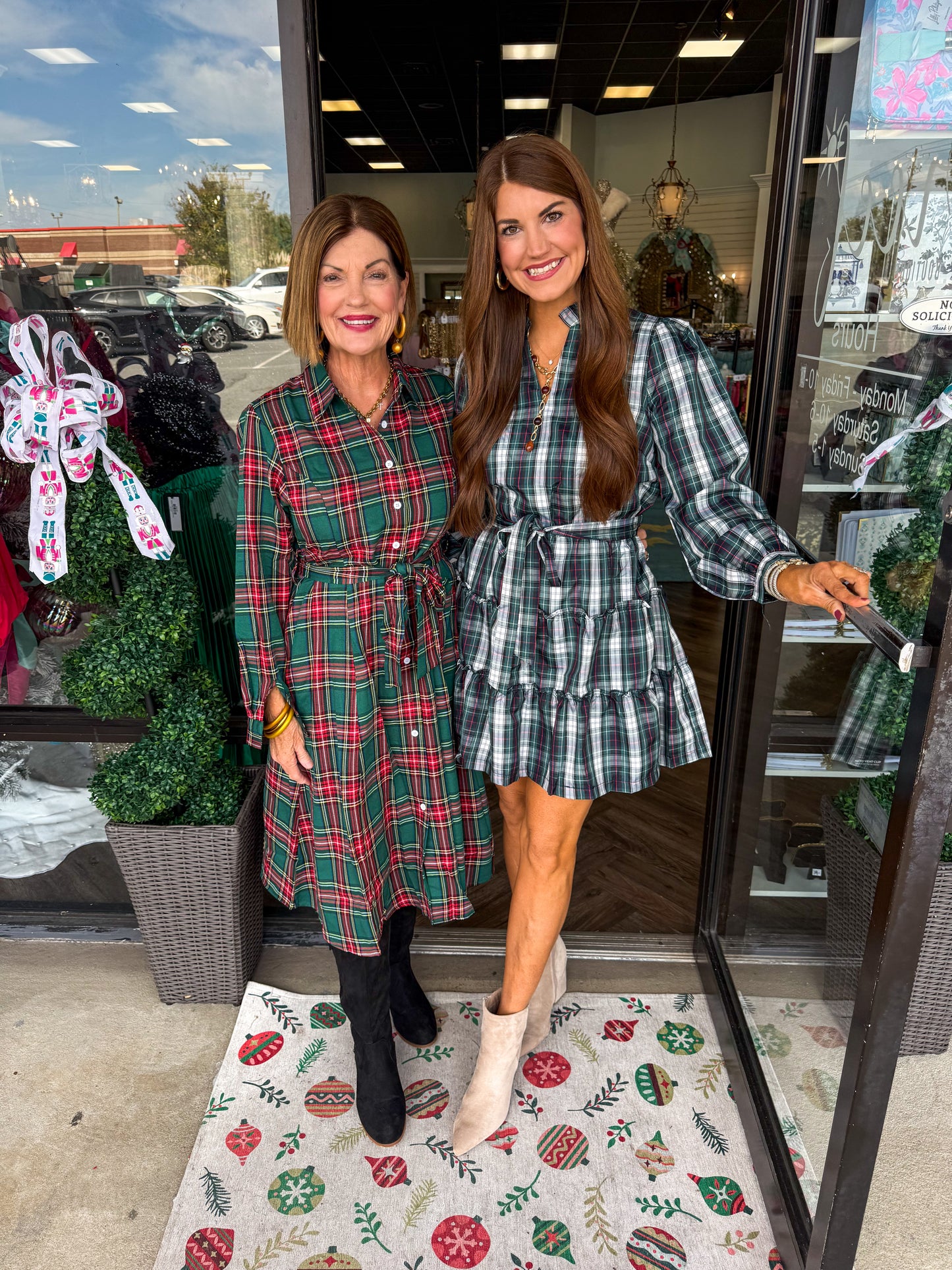 Plaid Hunter Green Midi Dress
