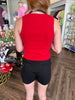 Embroidered Georgia Ribbed Tank: Red