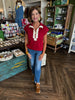 Carrie Maroon Quarter Zip Top