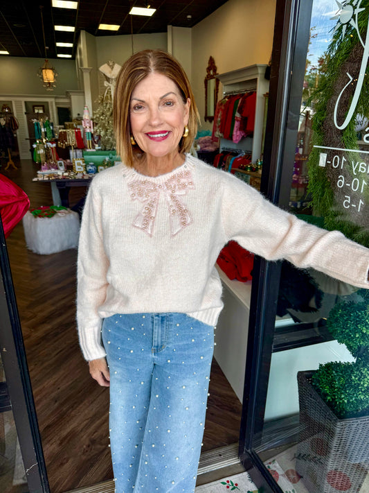 Embellished Bow Sweater