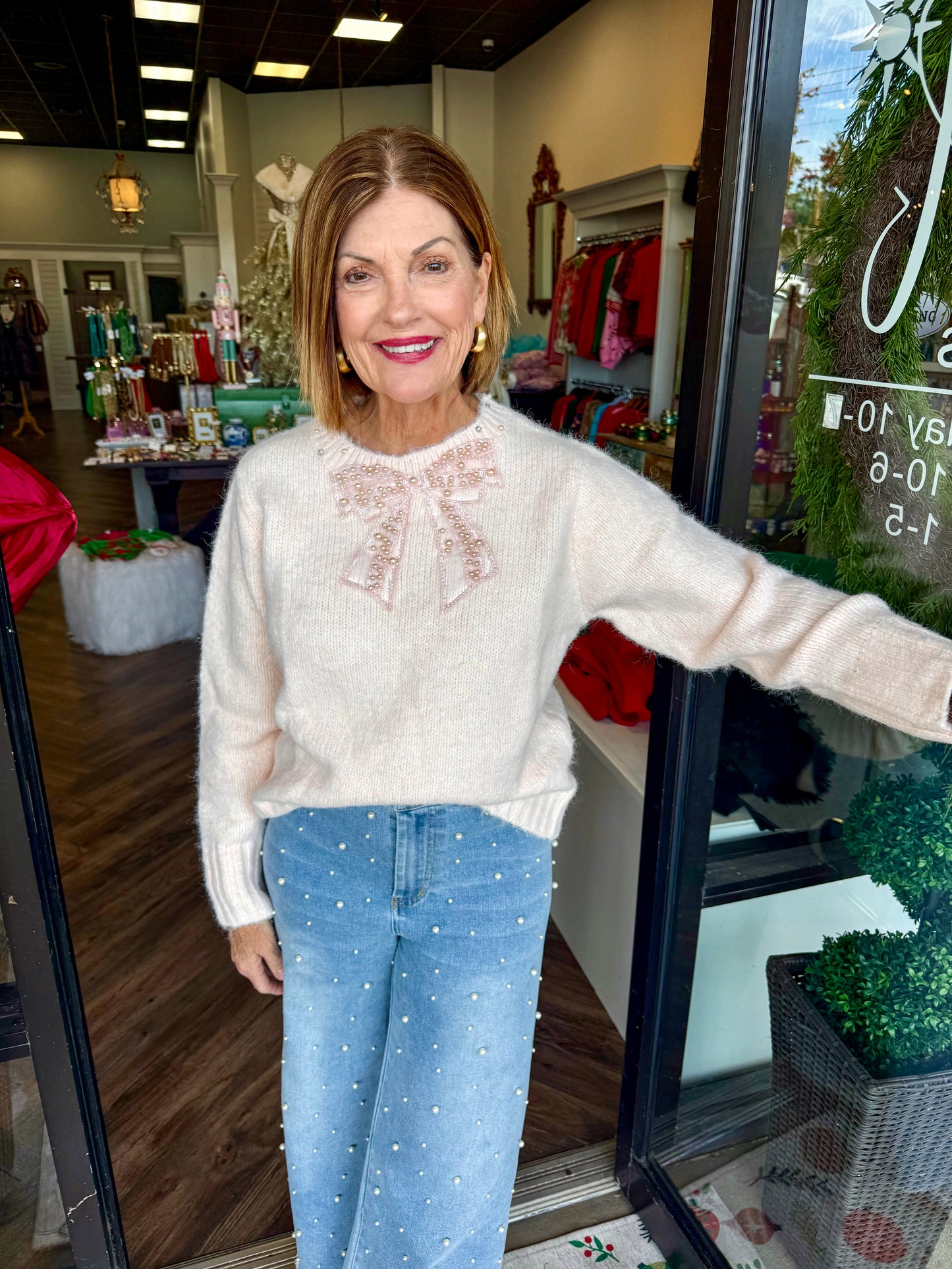 Embellished Bow Sweater