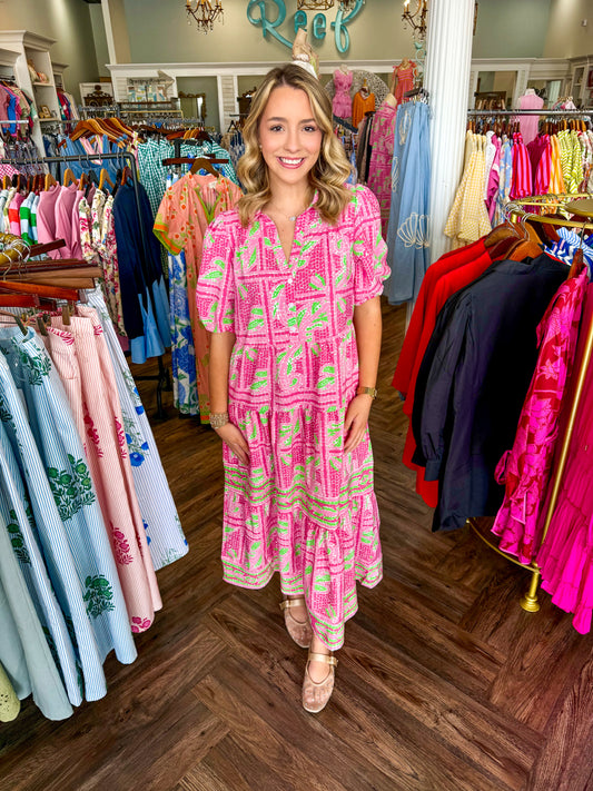 Mary Square Eloise Dress: Trellis Tiles