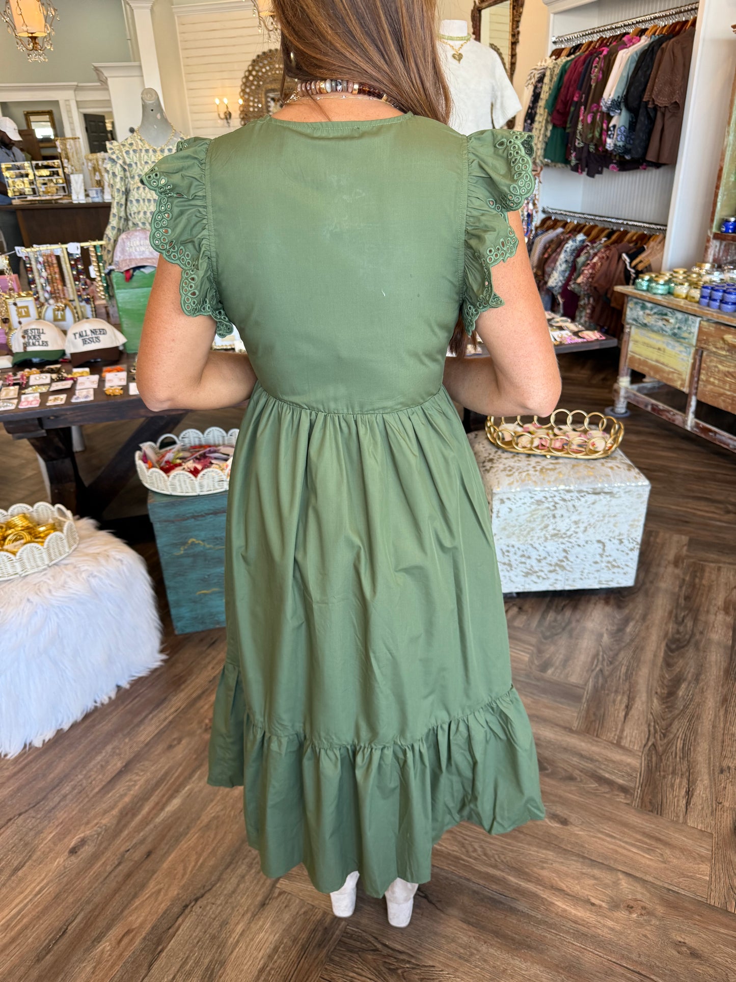 Mia Zip Midi Dress: Olive