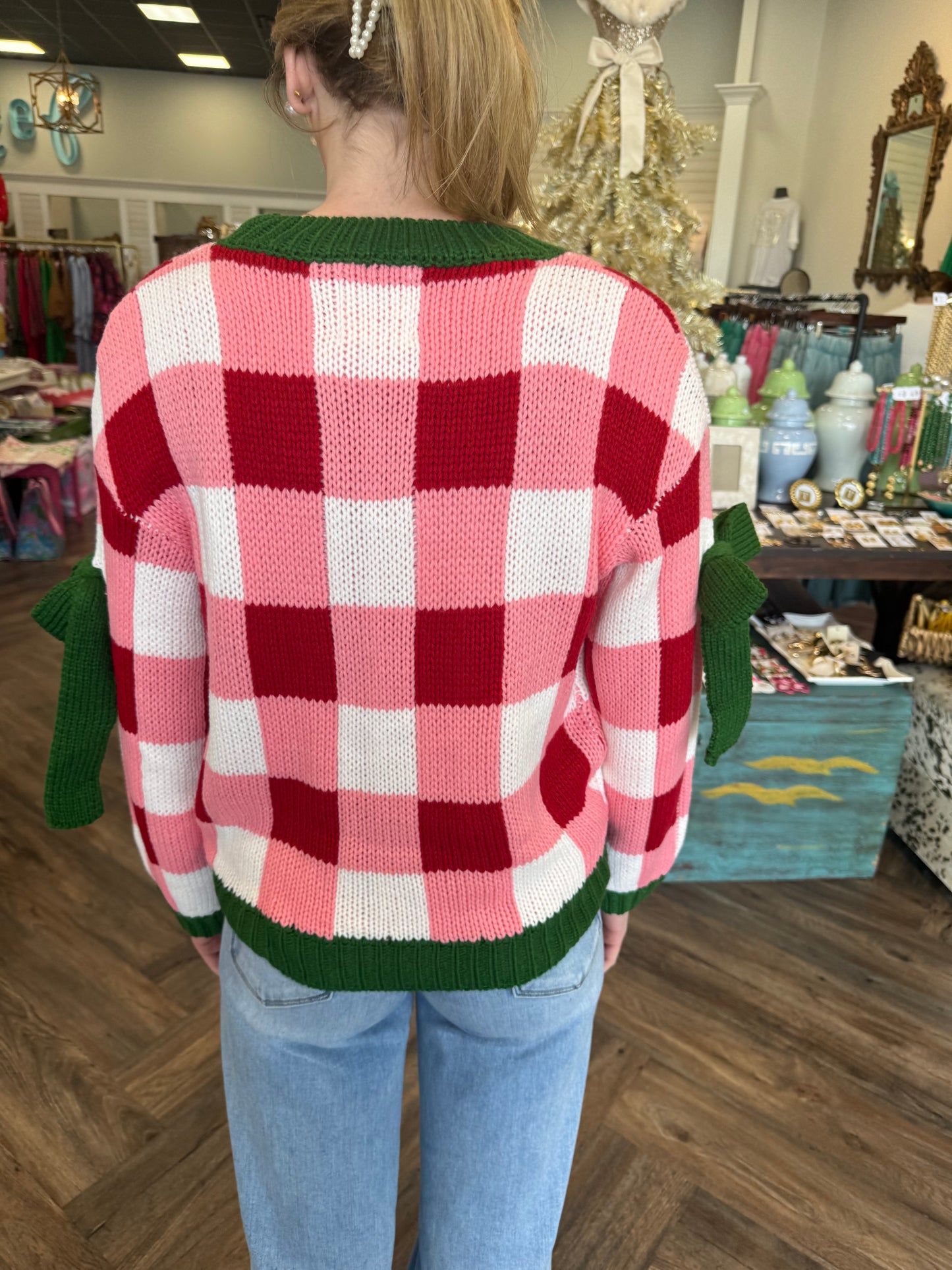 Bow Check Sweater