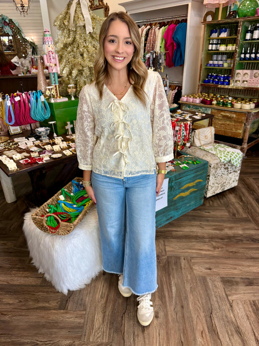 Ivory Triple Bow Top