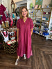 Rust/Plum Stripe Midi Dress