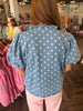 Polka Dot Denim Top