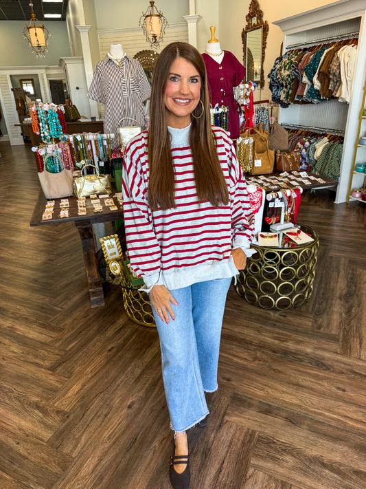The Parker Mock Neck Top: Gray