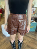 Brown Leather Shorts
