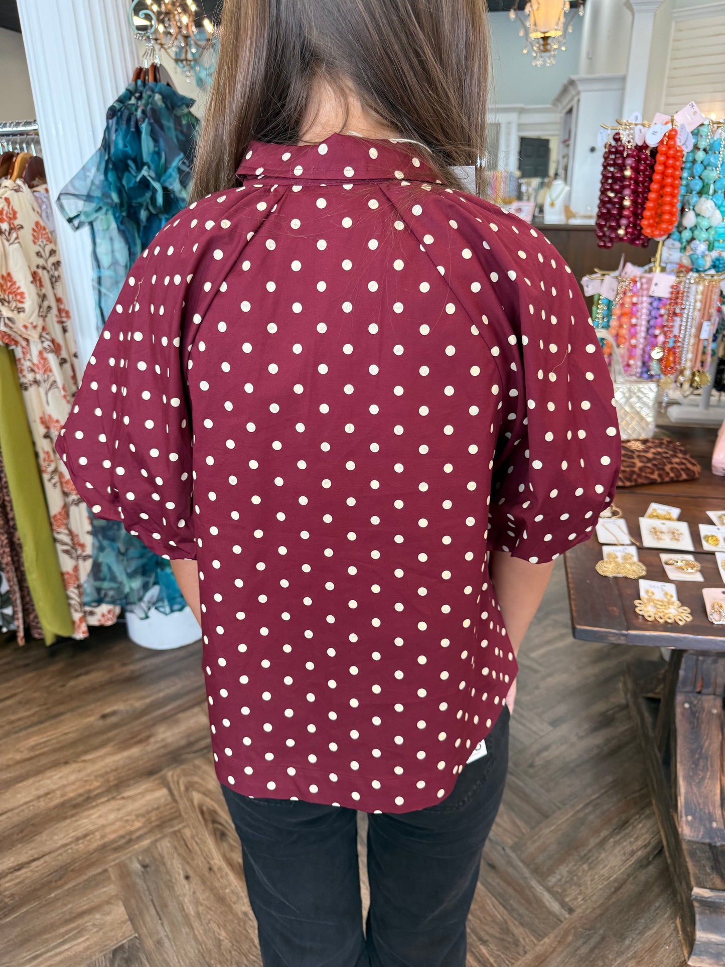 Polka Dot Top: Deep Wine