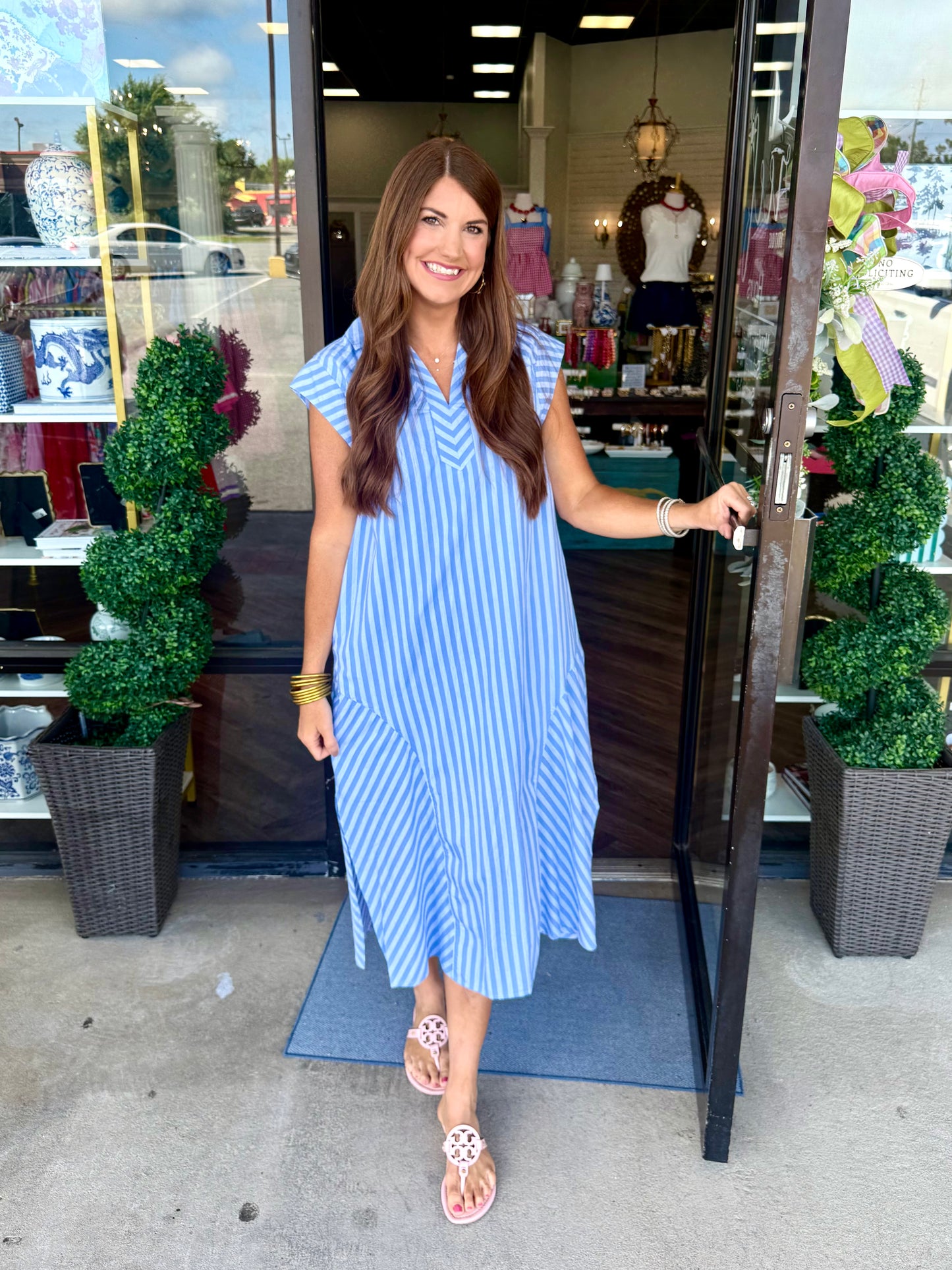 Baby Blues Stripe Midi Dress