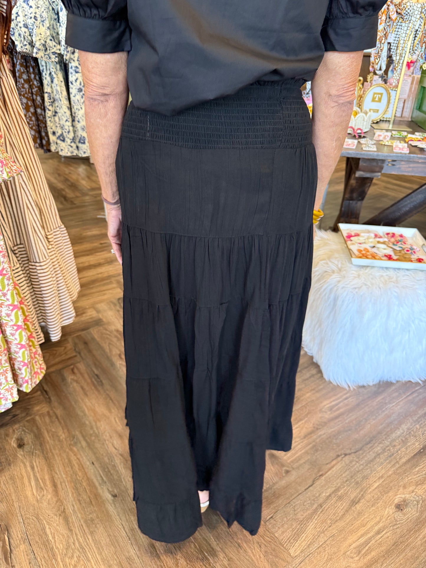 Smocked Black Skirt