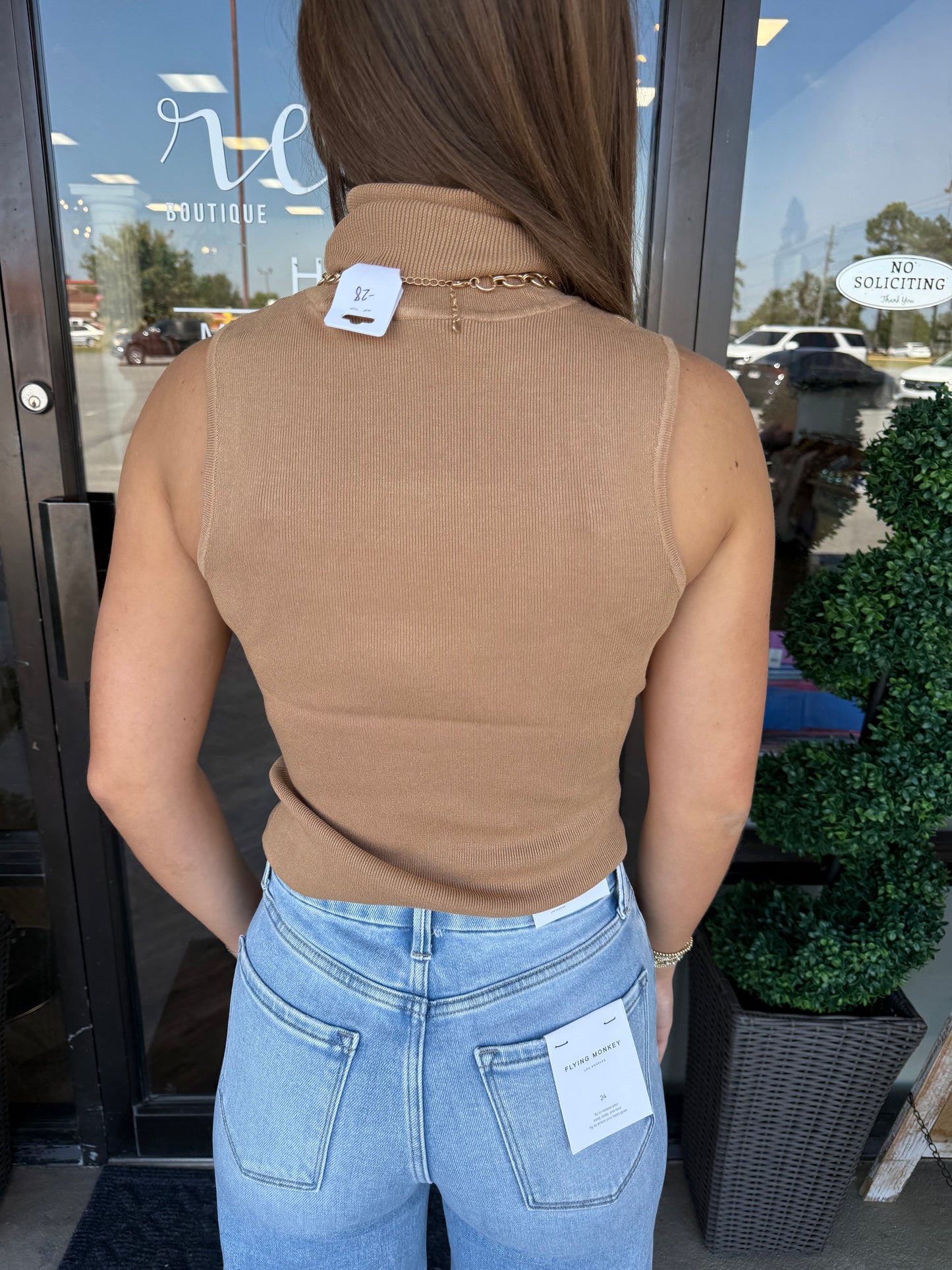 Camel Turtleneck Top