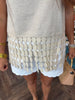 Dotted Lace Fringe Linen Top