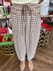 Brushed Check Barrel Knit Pants: Mocha