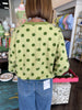 Bubble Sleeve Polka Dot Top: Sage