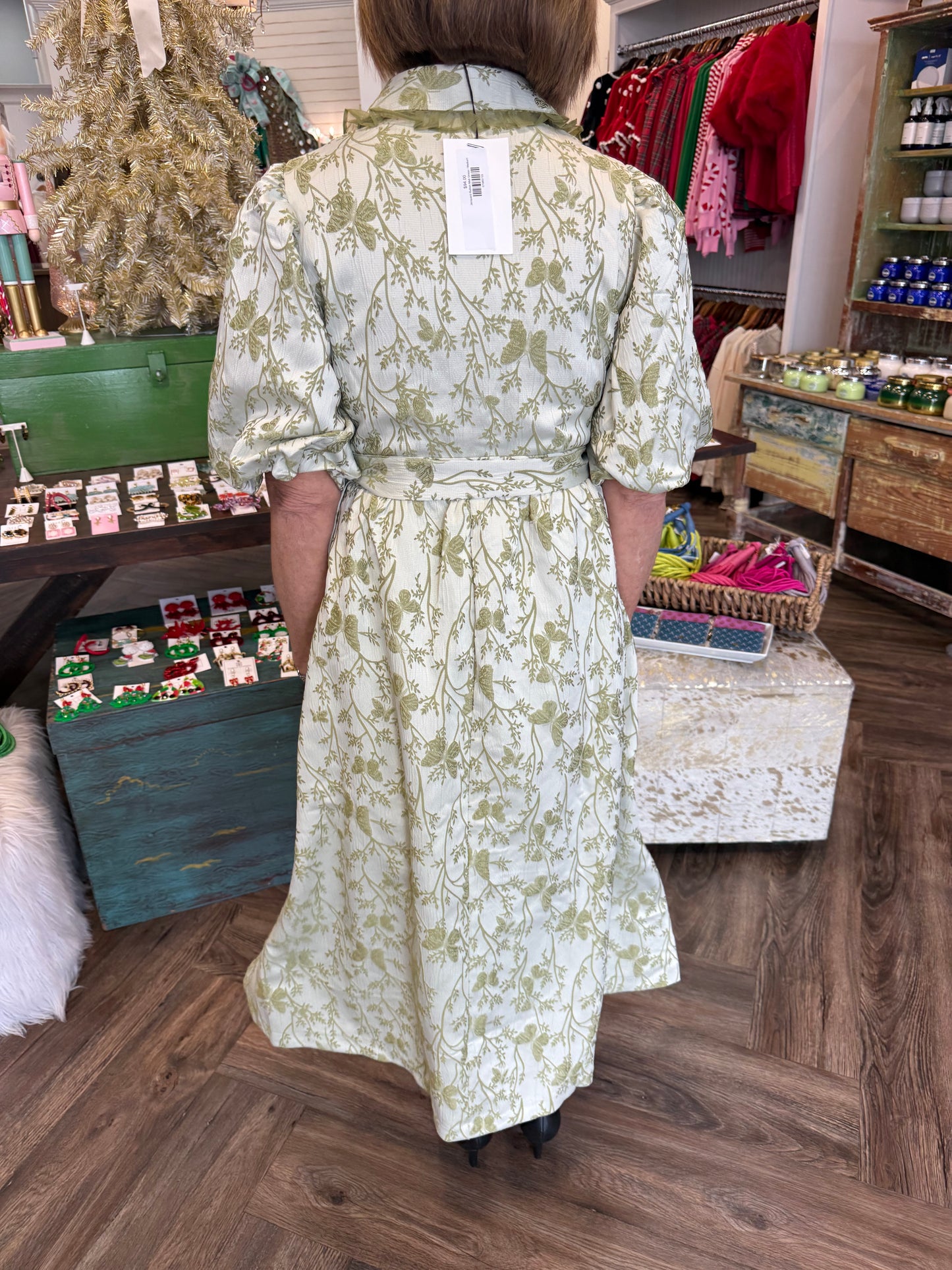 Jacquard Button Midi Dress